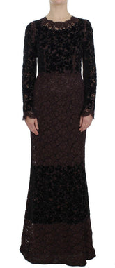 Dolce & Gabbana Purple Floral Lace Ricamo Maxi Dress -   -  Dolce & Gabbana.